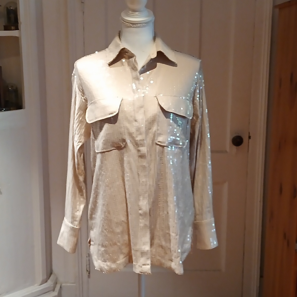 Rachel Zoe Long Sleeved Sequinned Blouse